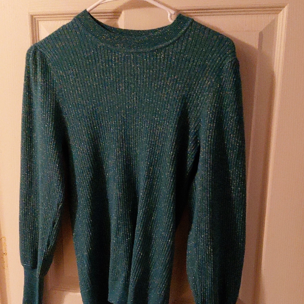 LOFT Women's Teal Crewneck Sweater